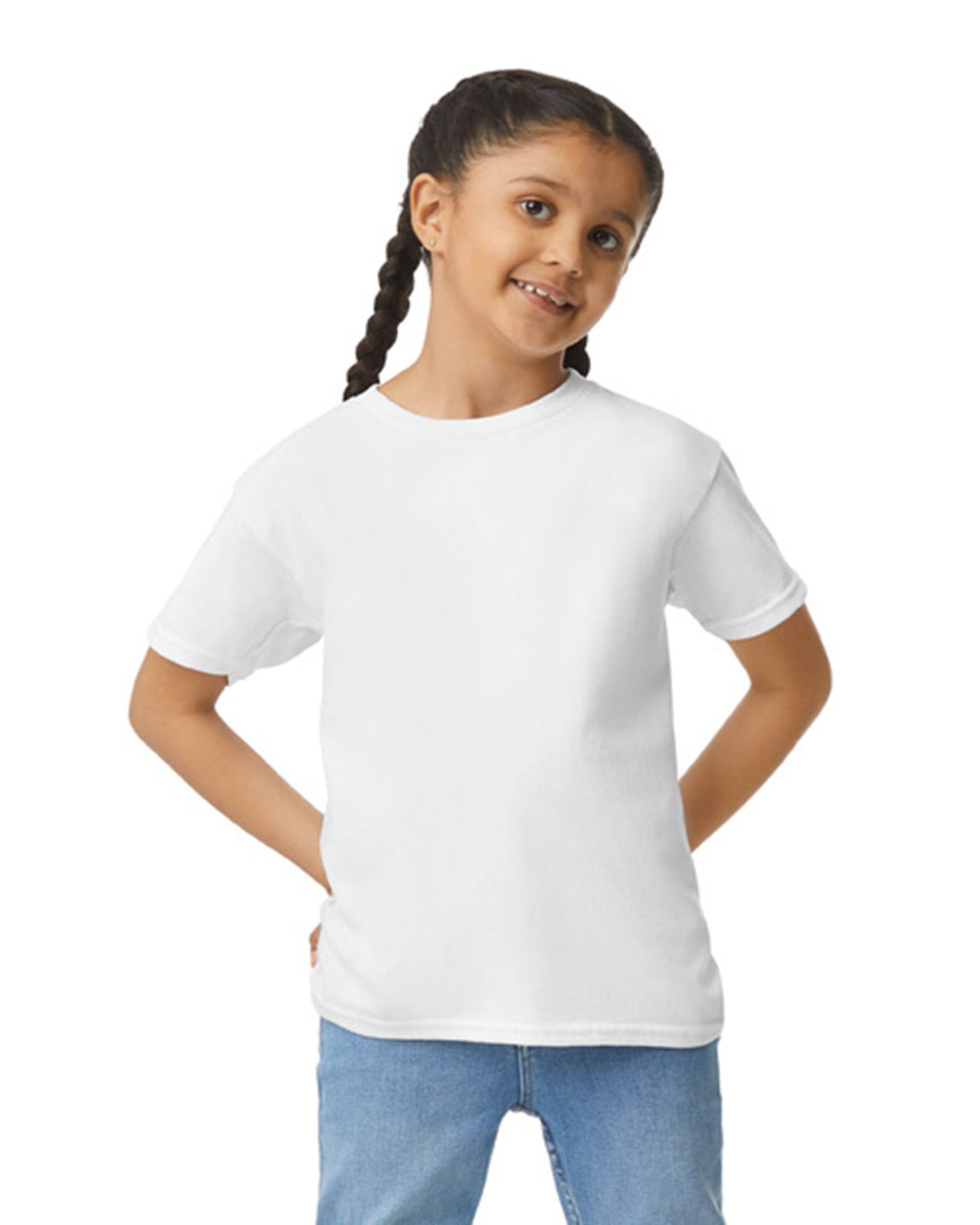 Youth Medium White Gildan 2000B 