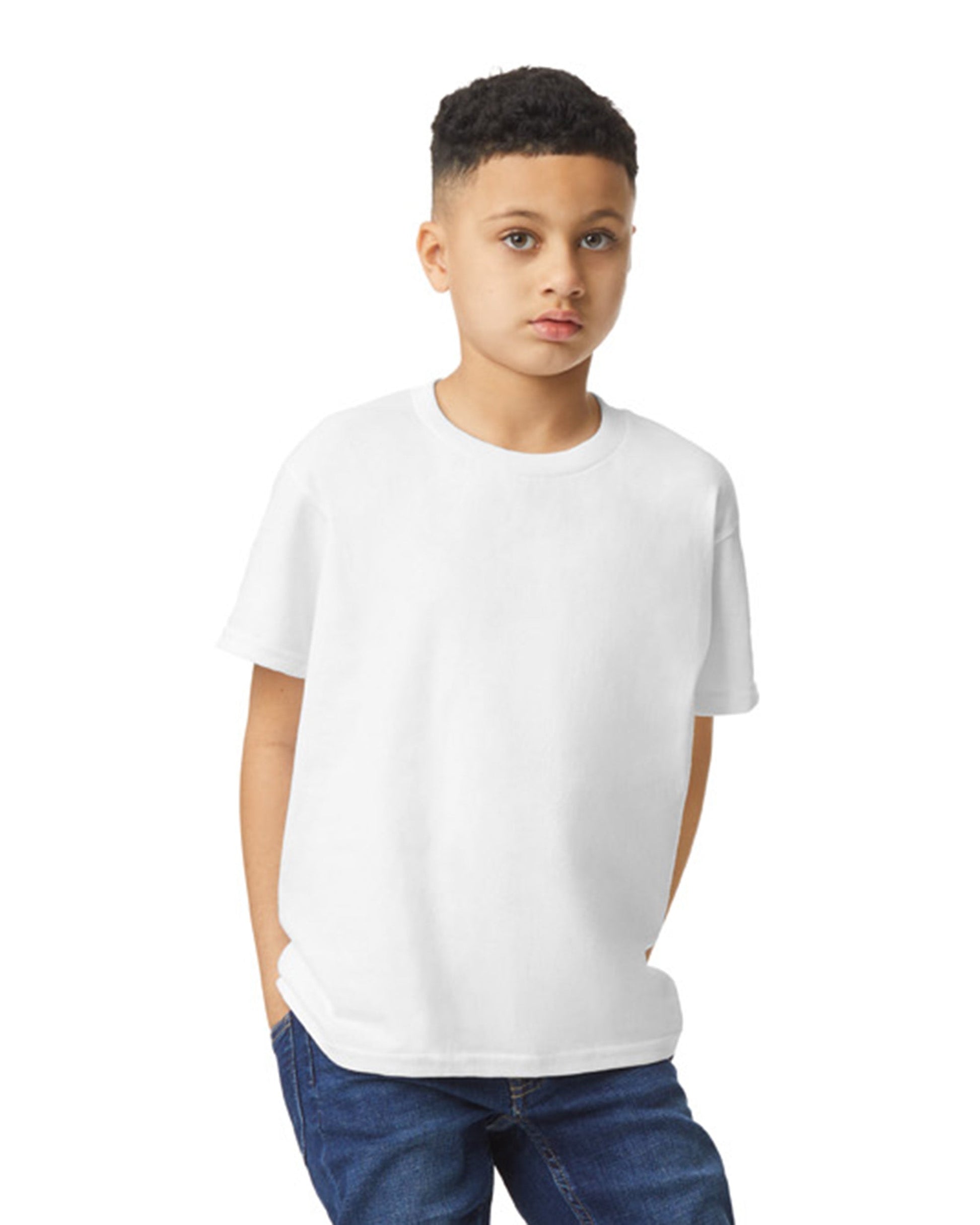 Youth Small White Gildan 5000B 