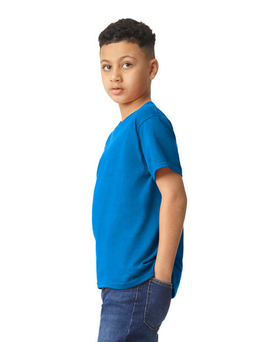 Youth Small Neon Blue Gildan 5000B 