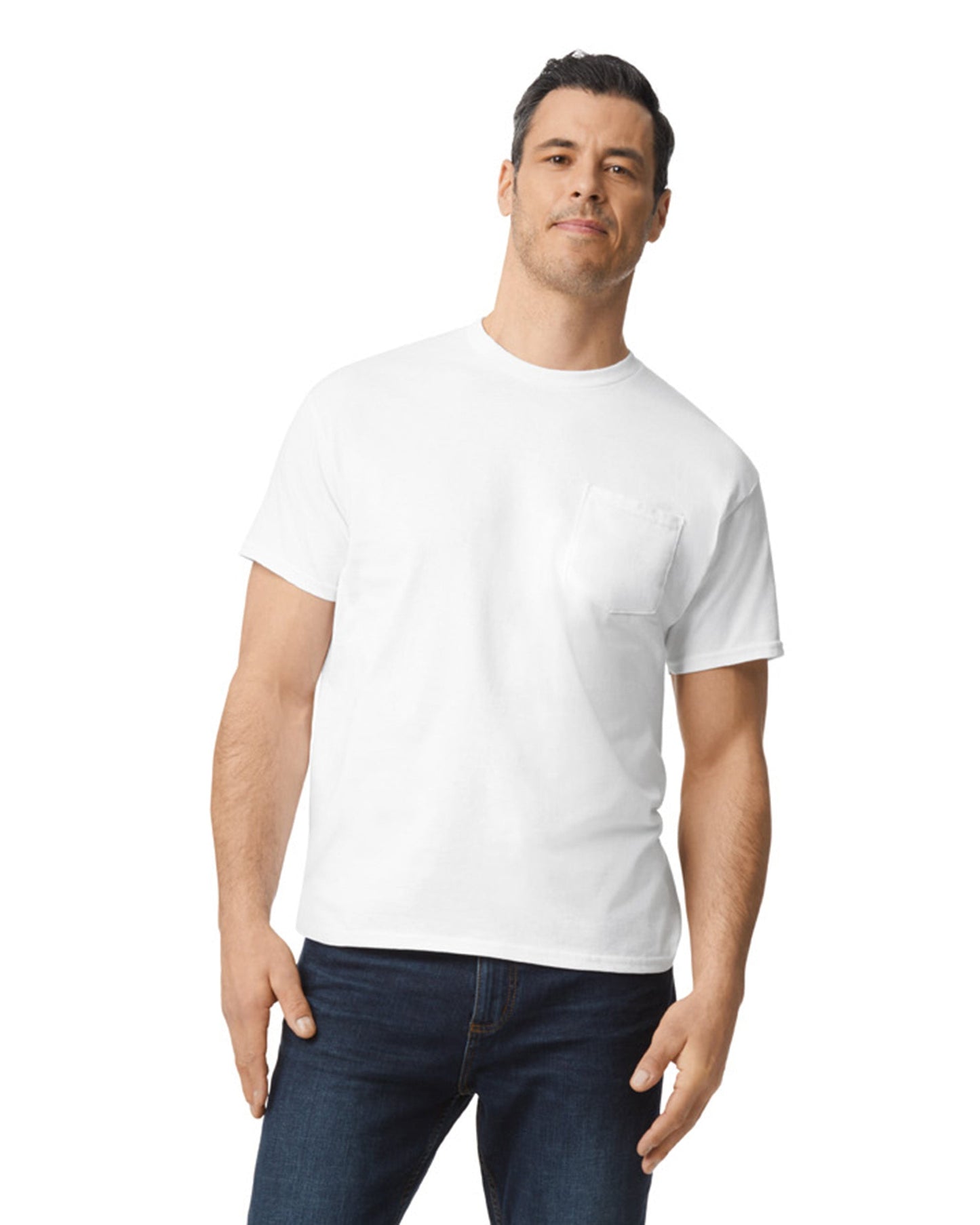 Medium White Gildan 5300 