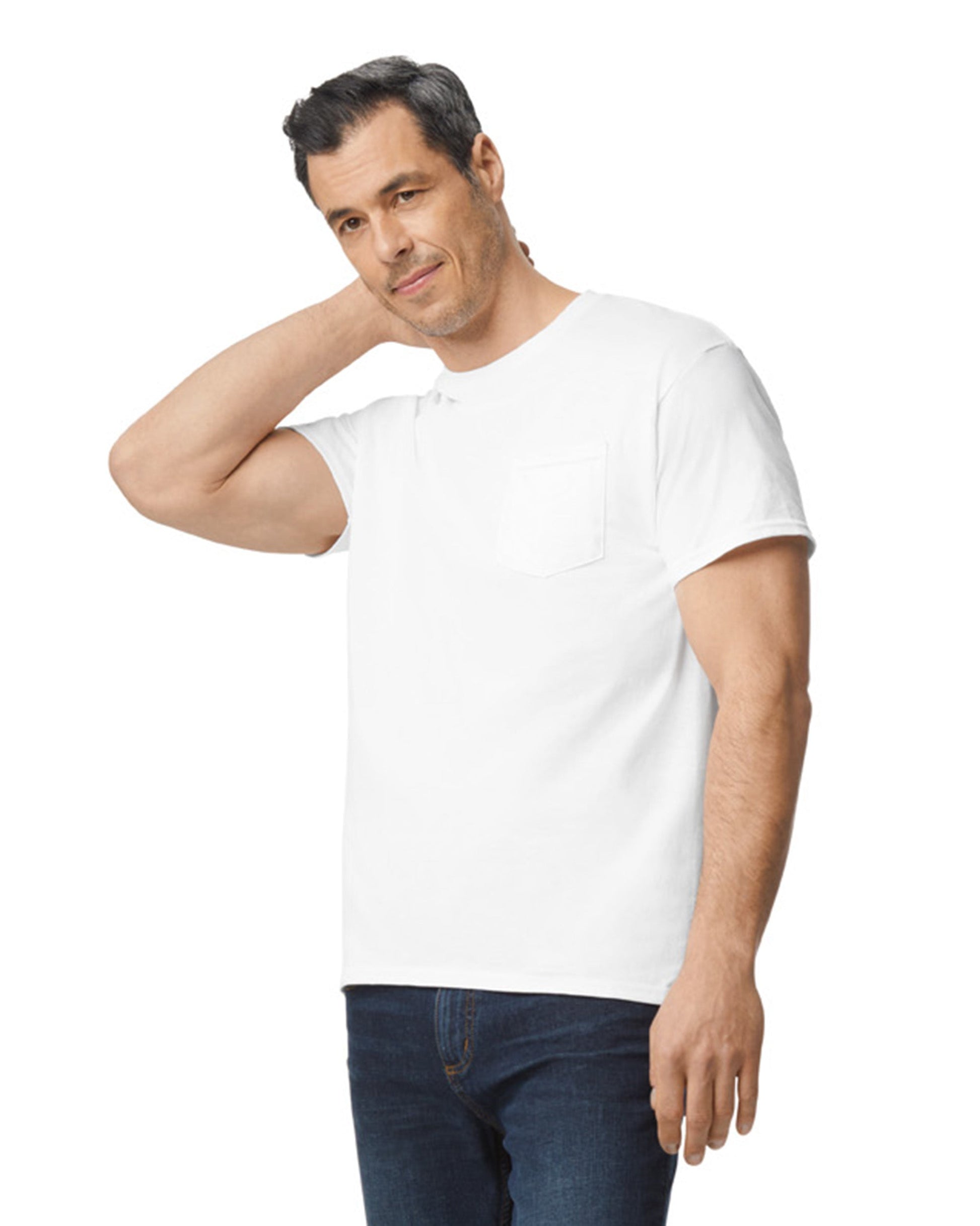 Medium White Gildan 5300 