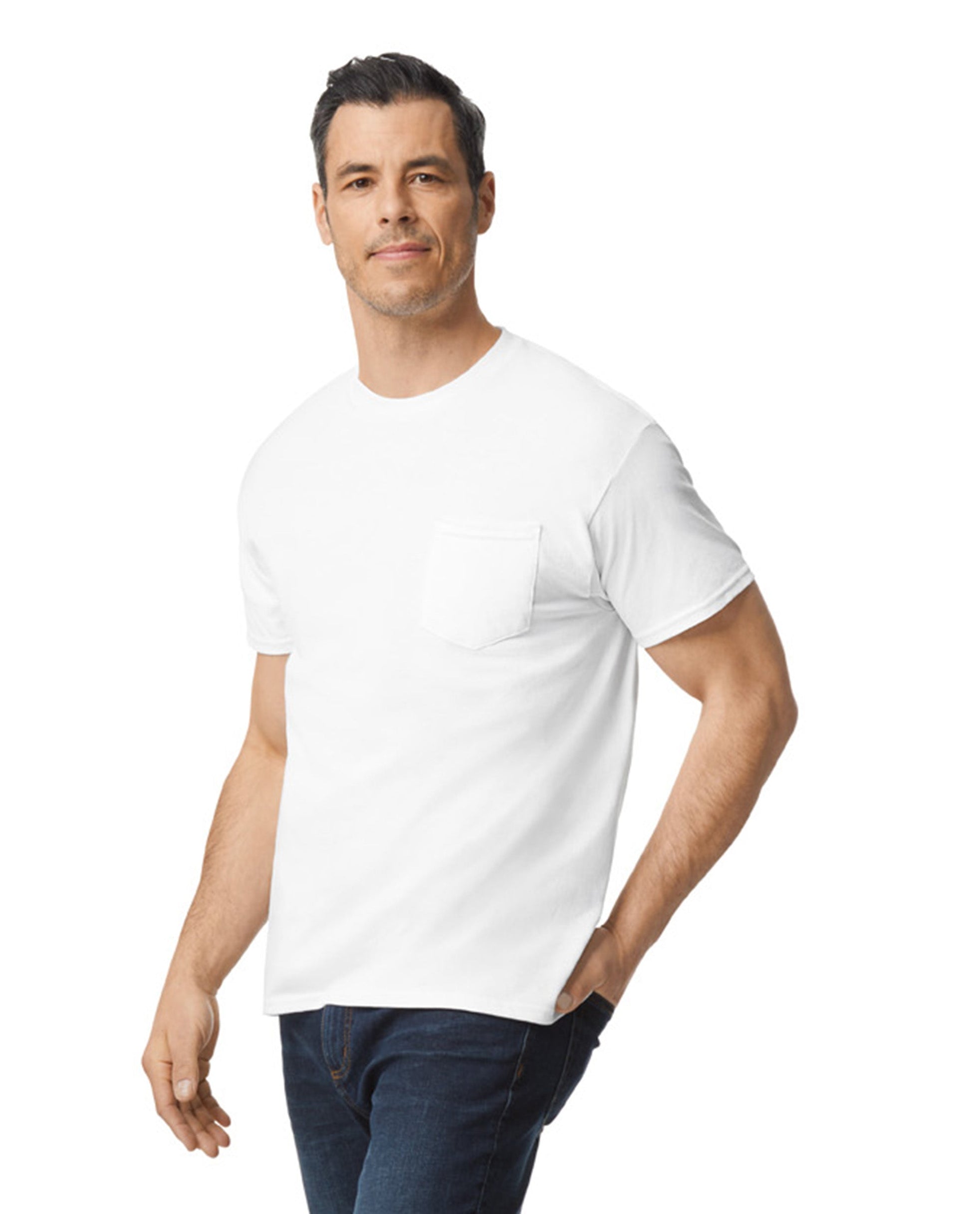 Medium White Gildan 5300 