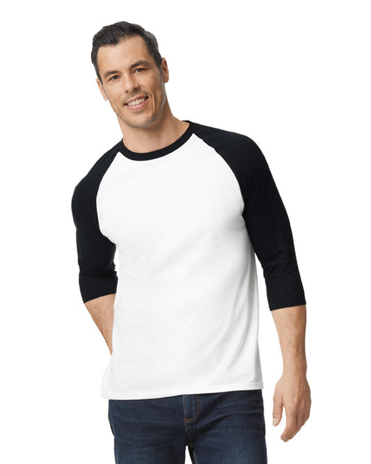 Large White/Trim Black Gildan 5700 