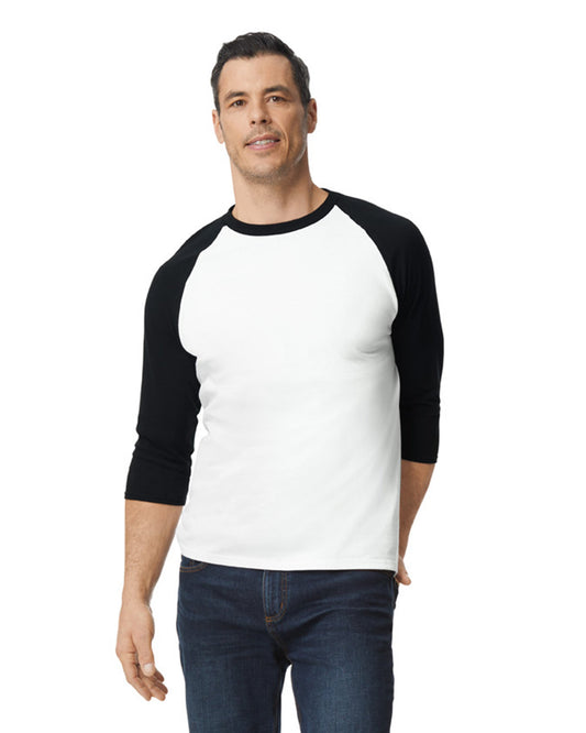 Large White/Trim Black Gildan 5700 