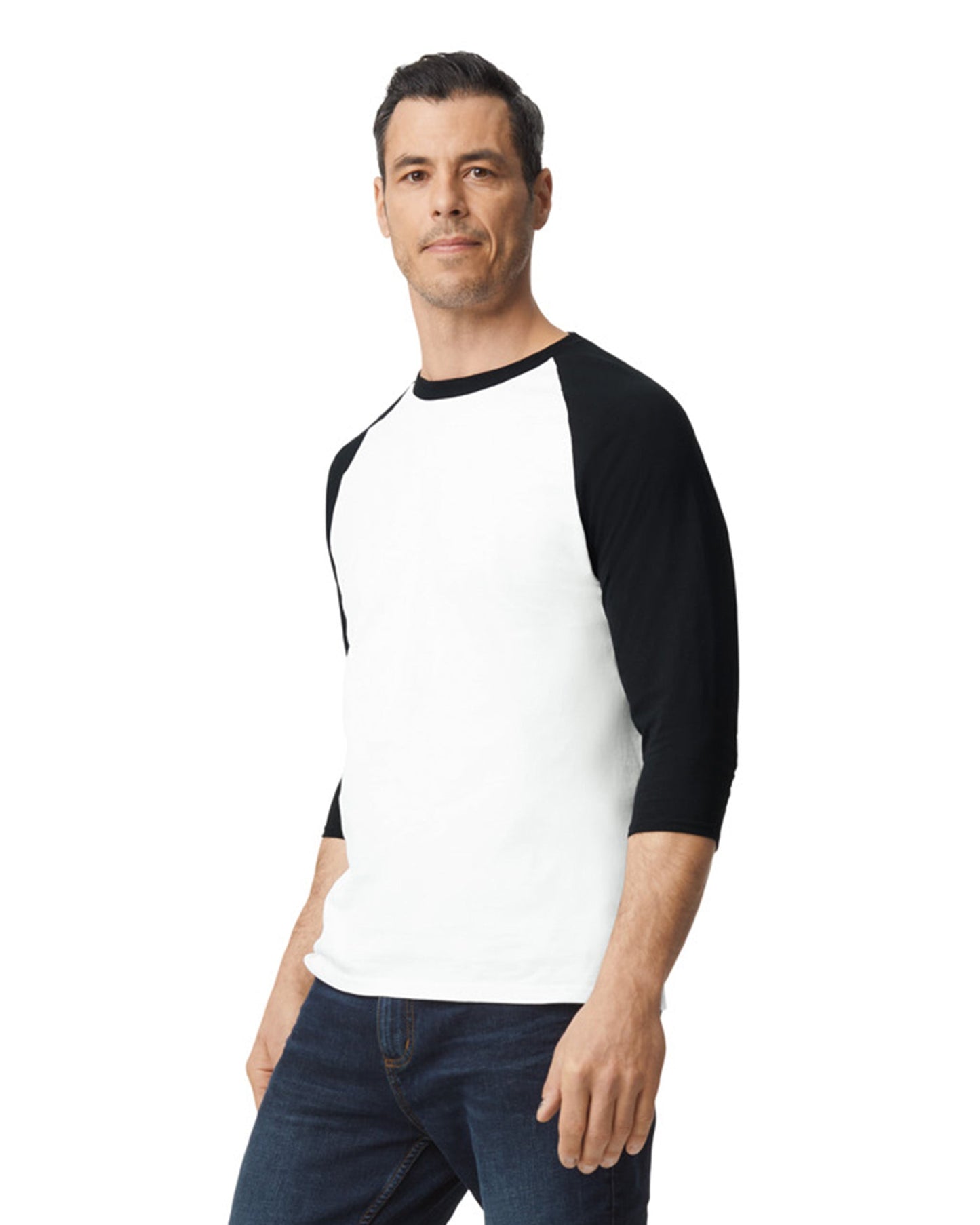 Large White/Trim Black Gildan 5700 
