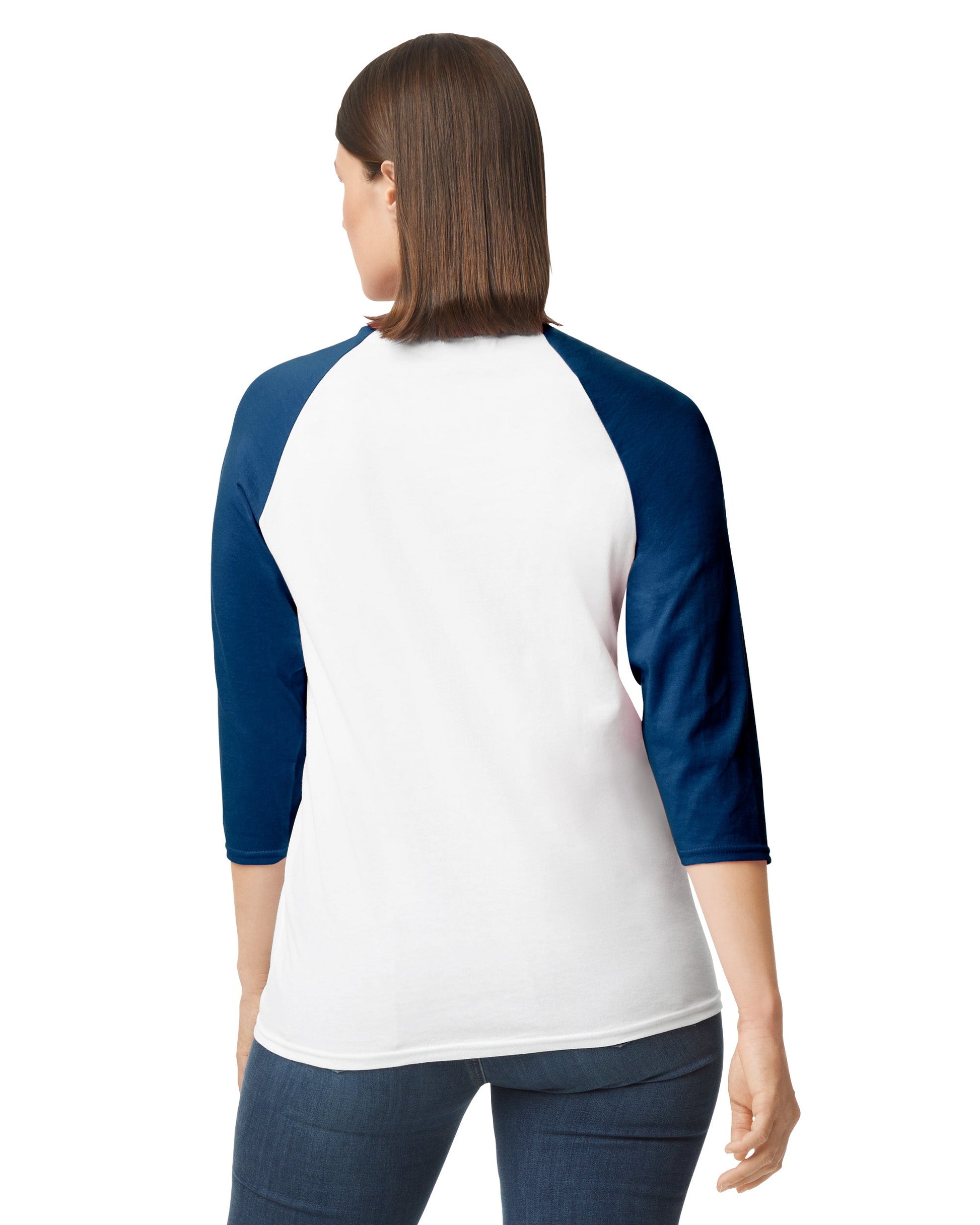 Medium White Trim Navy Gildan 5700 