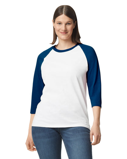 Medium White Trim Navy Gildan 5700 