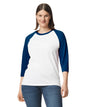 Medium White Trim Navy Gildan 5700 