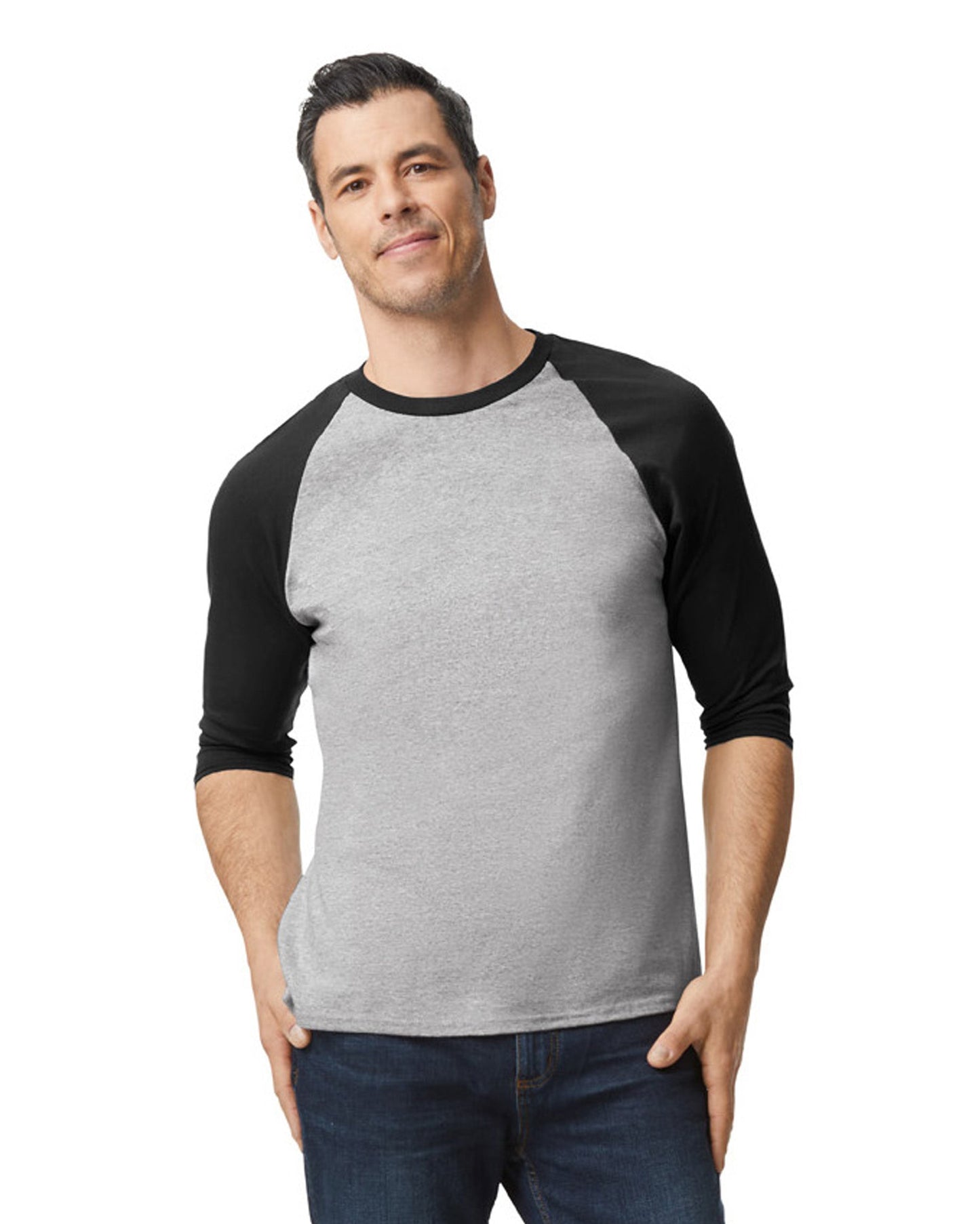 X-Large Sport Grey Trim Black Gildan 5700 