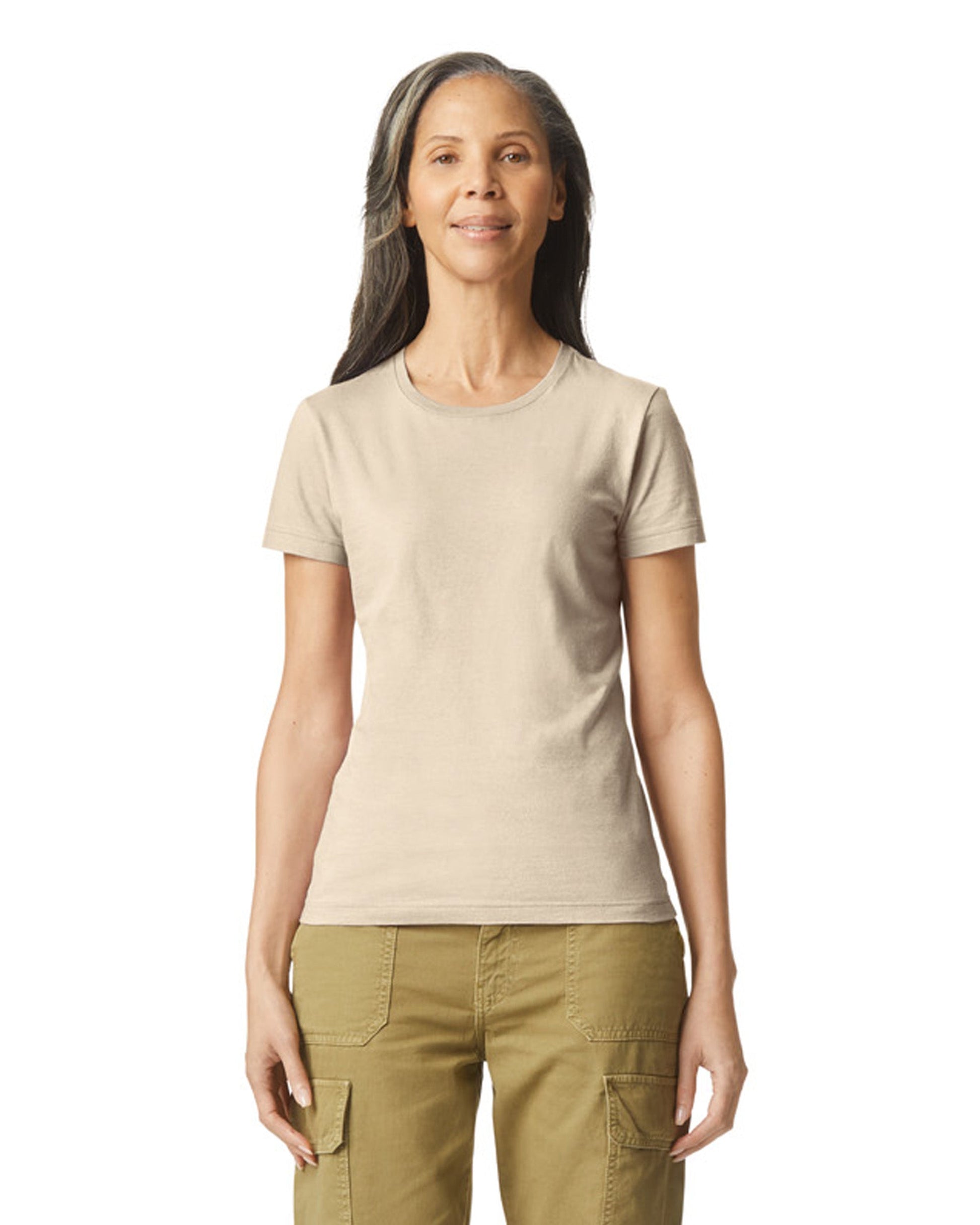 Women's Large Sand Gildan 64000L 