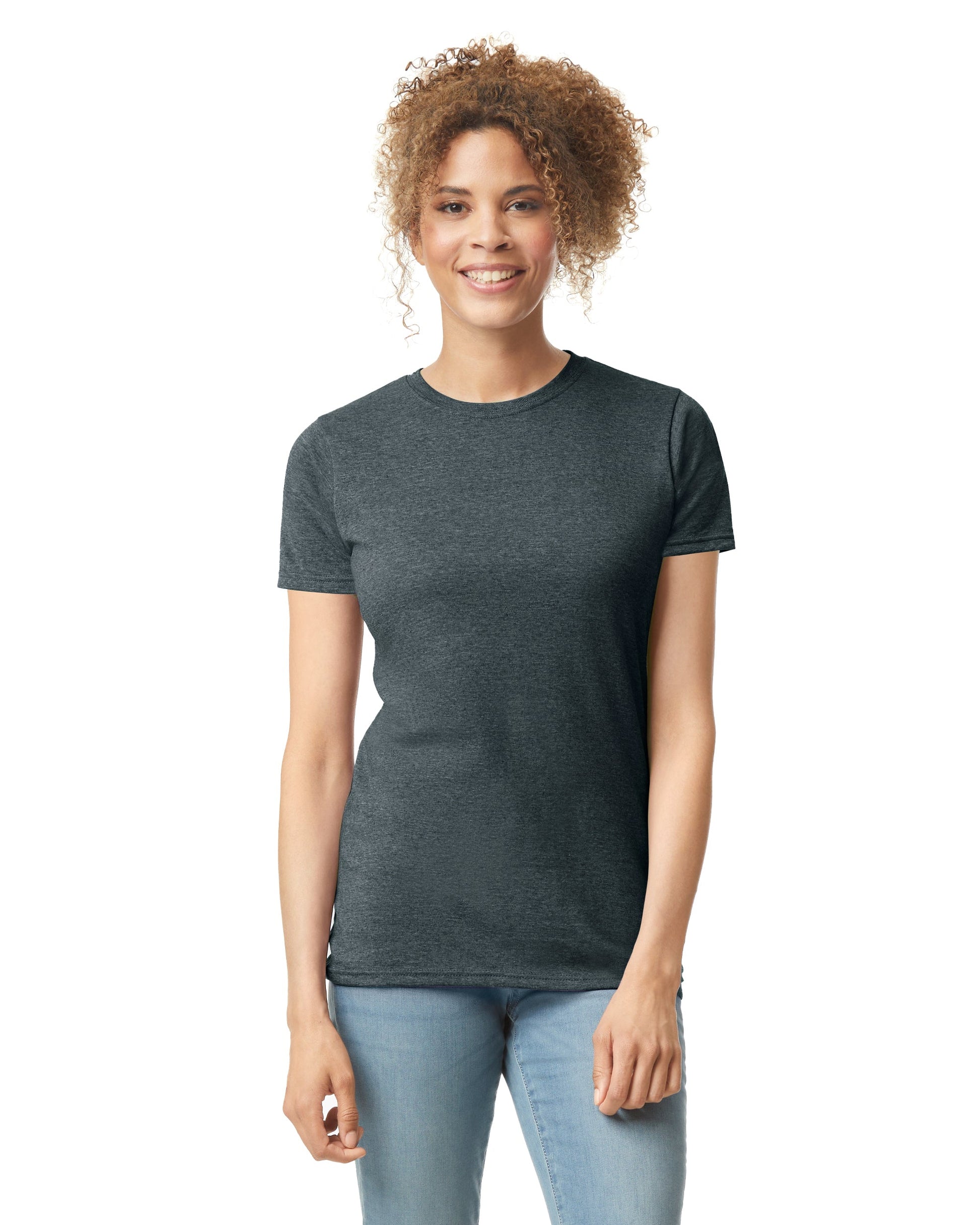 Women's Large Dark Htr Gildan 64000L 