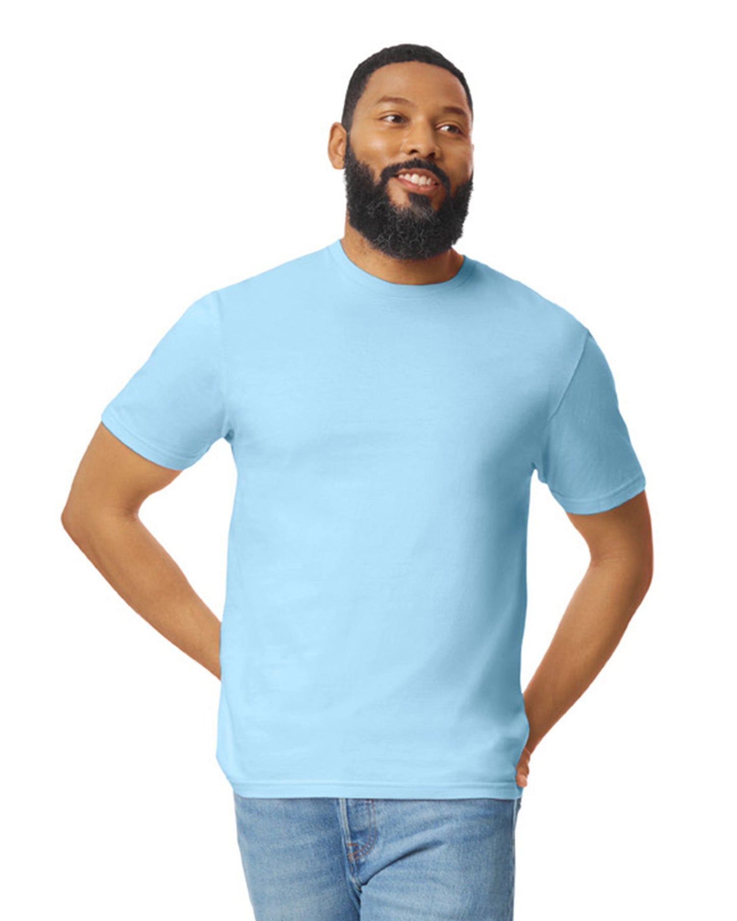 Large Light Blue Gildan 64000 