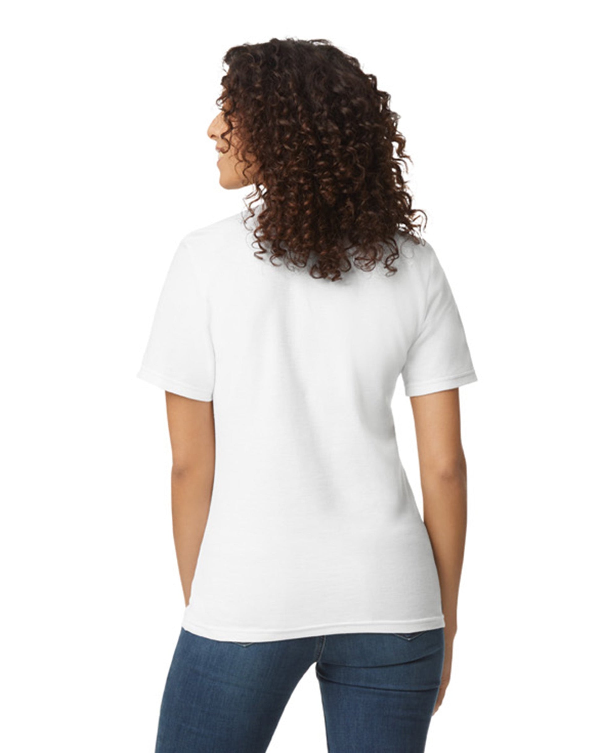 Women's Large White Gildan 64800L 