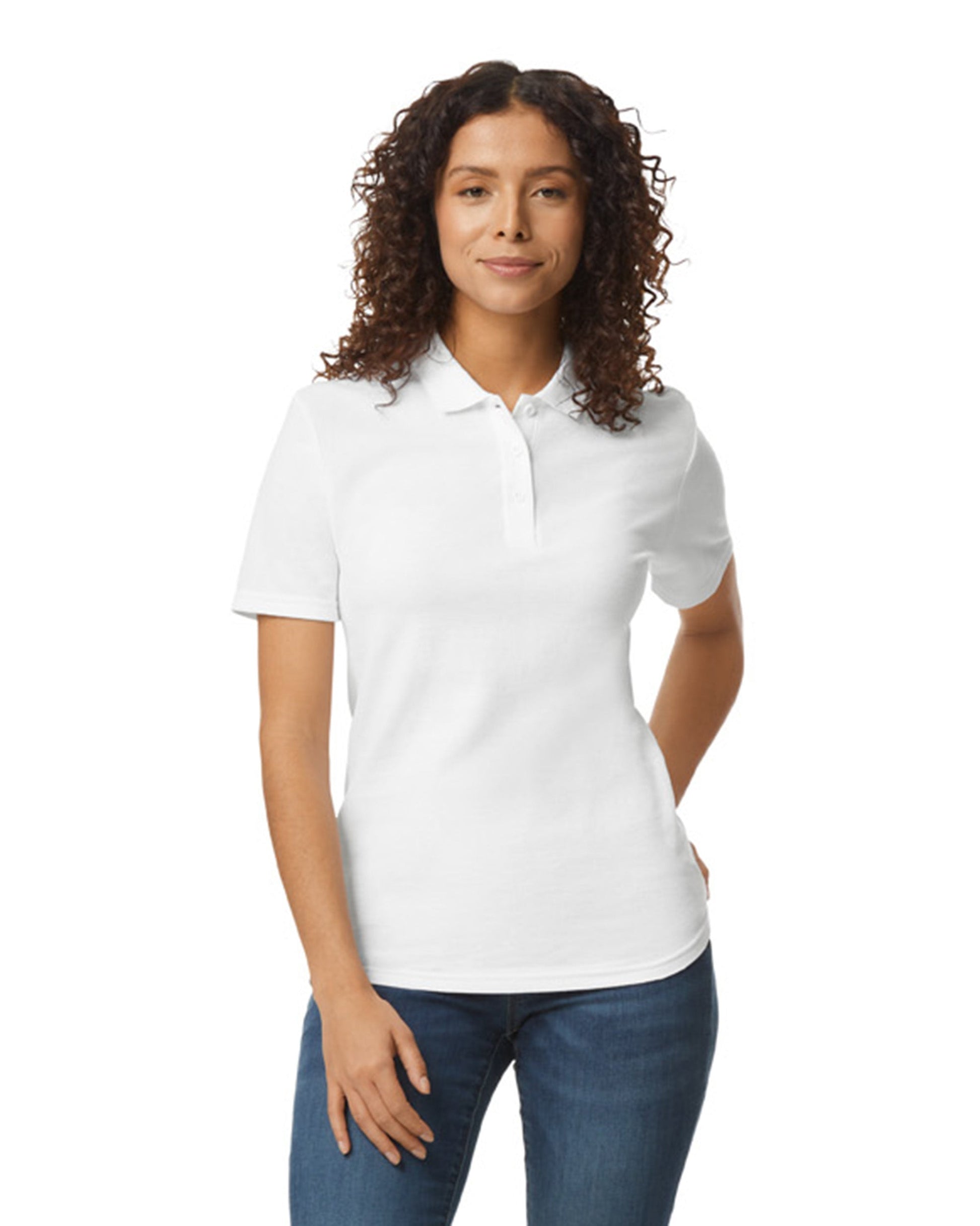 Women's Large White Gildan 64800L 