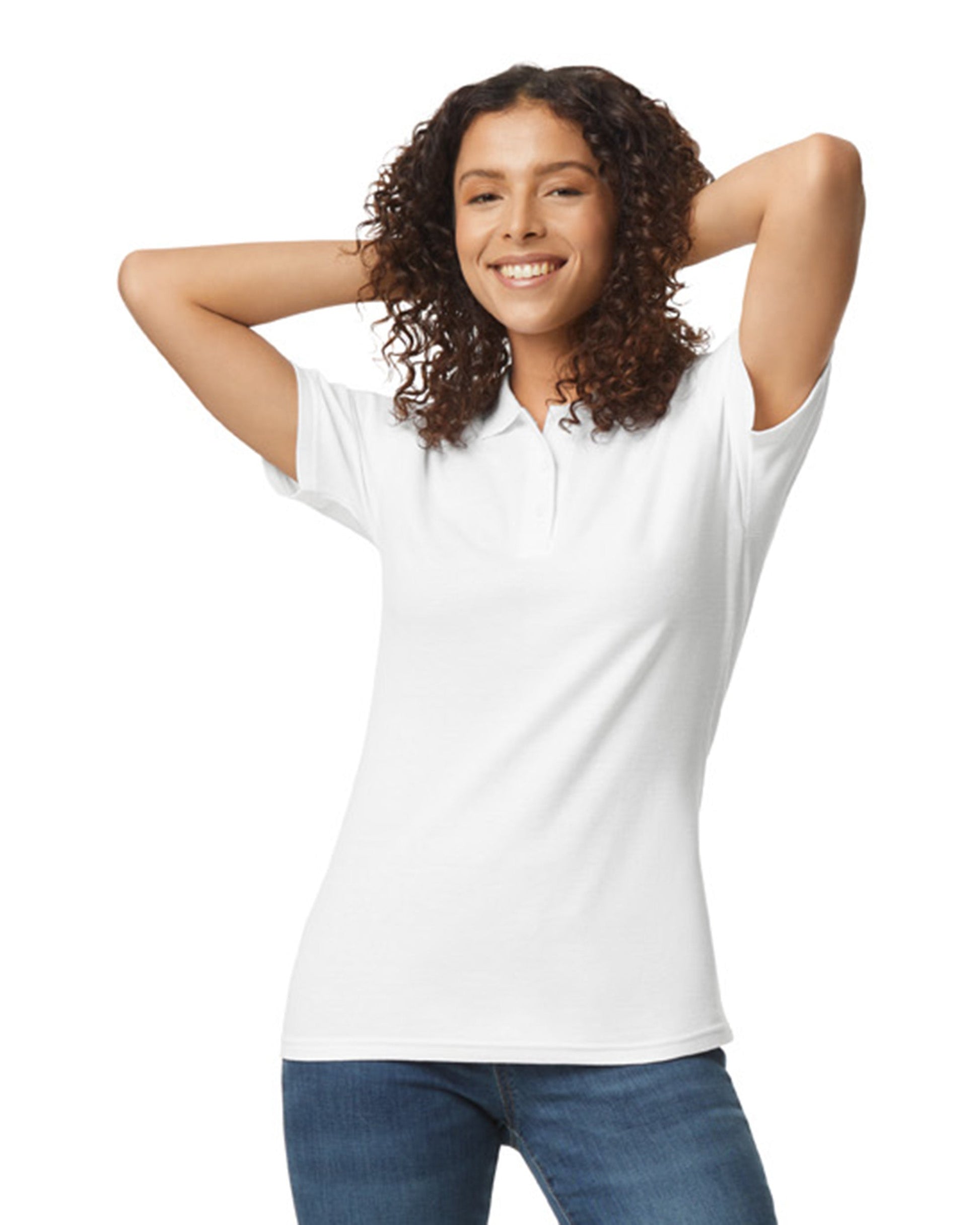 Women's Large White Gildan 64800L 