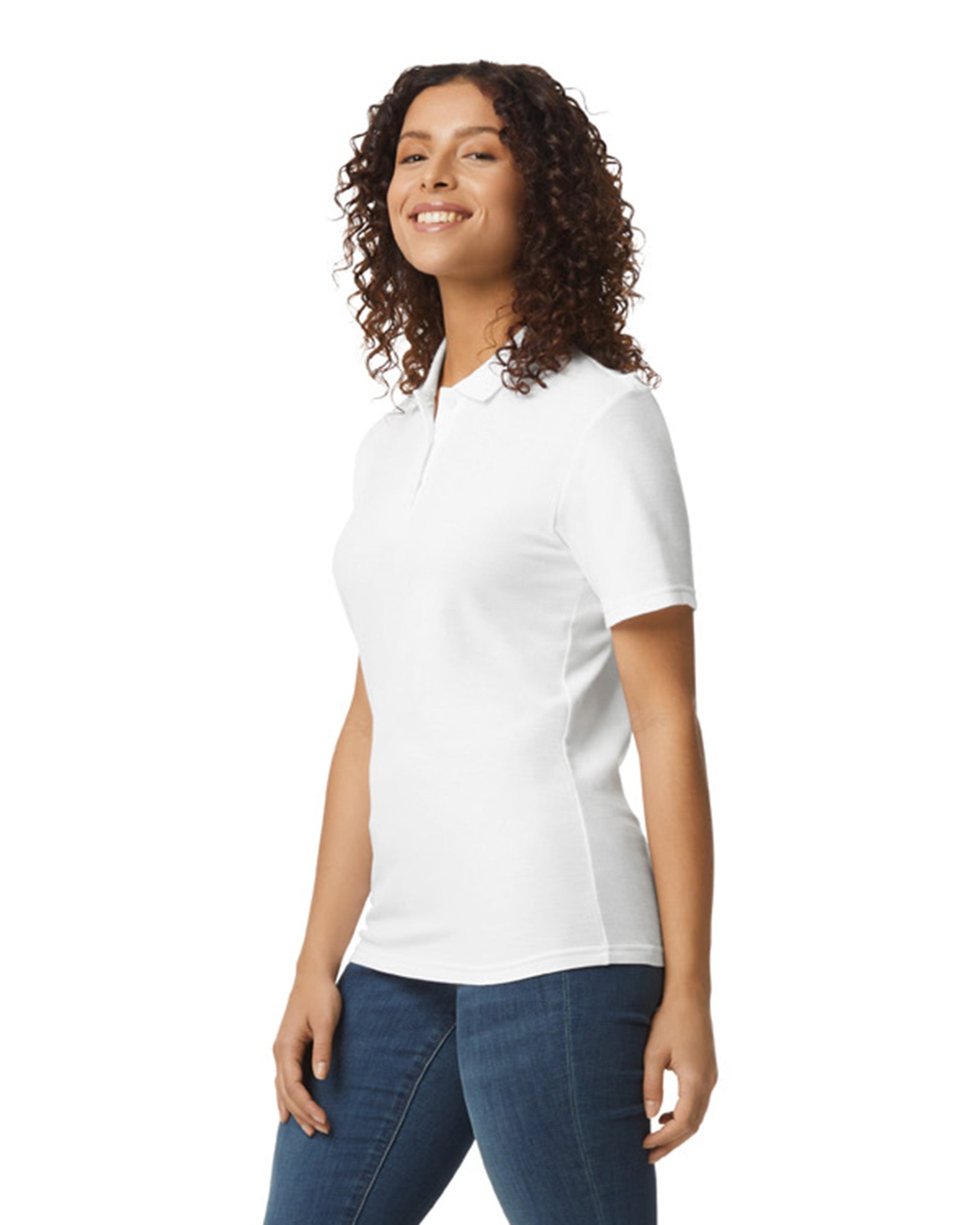 Women's Large White Gildan 64800L 