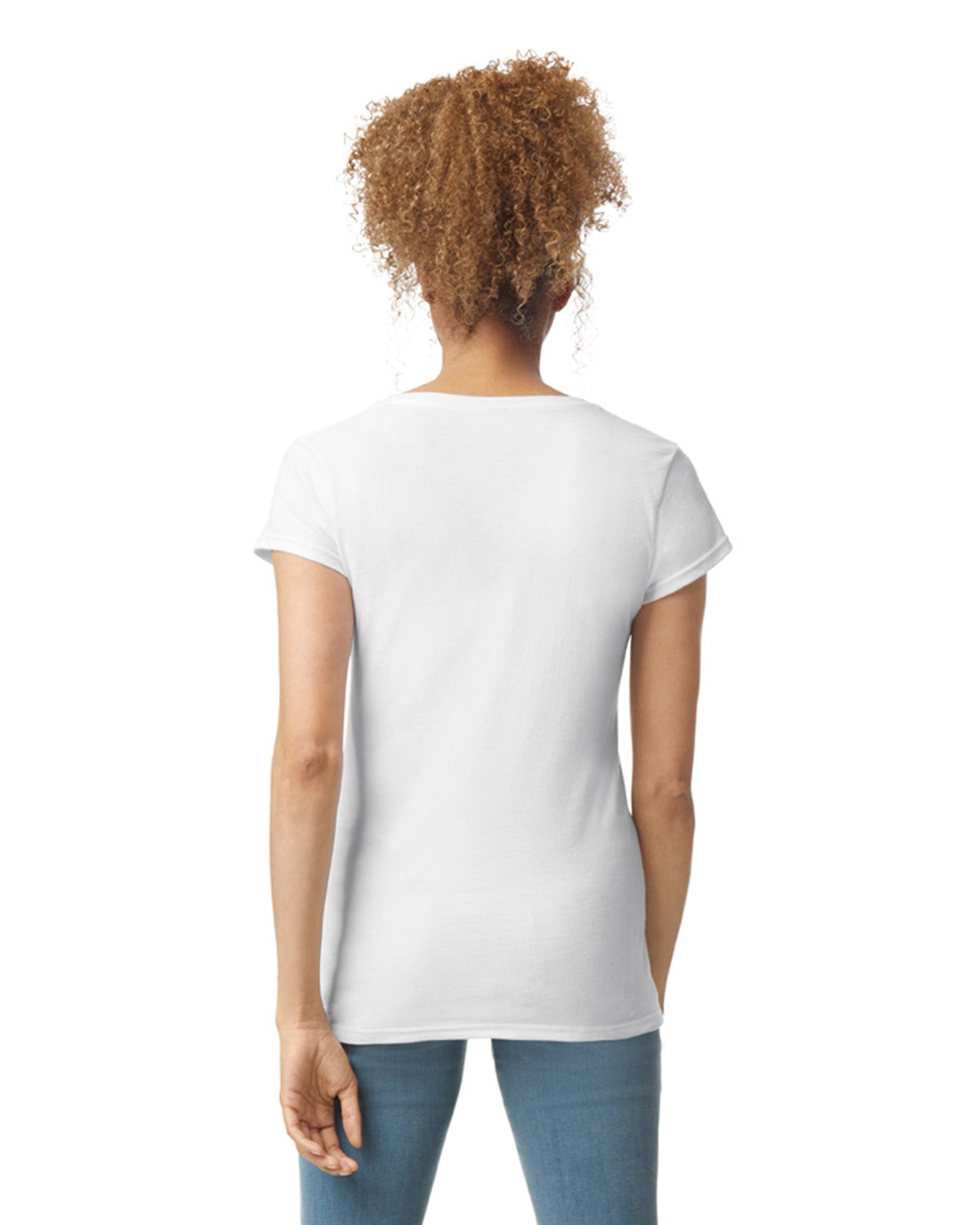 Women's Large White Gildan 64V00L 