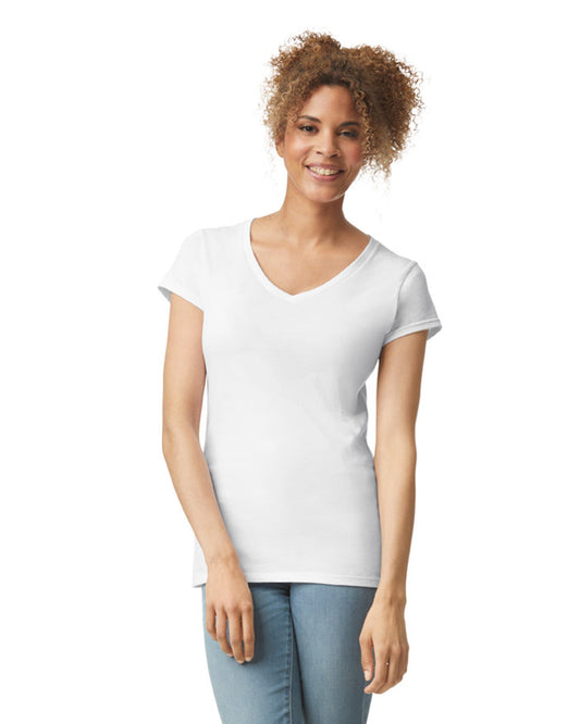 Women's Large White Gildan 64V00L 