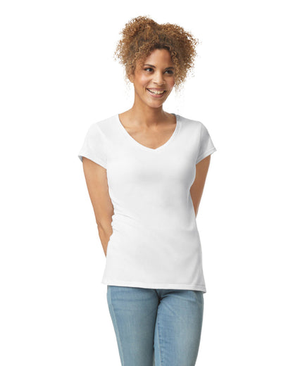 Women's Large White Gildan 64V00L 