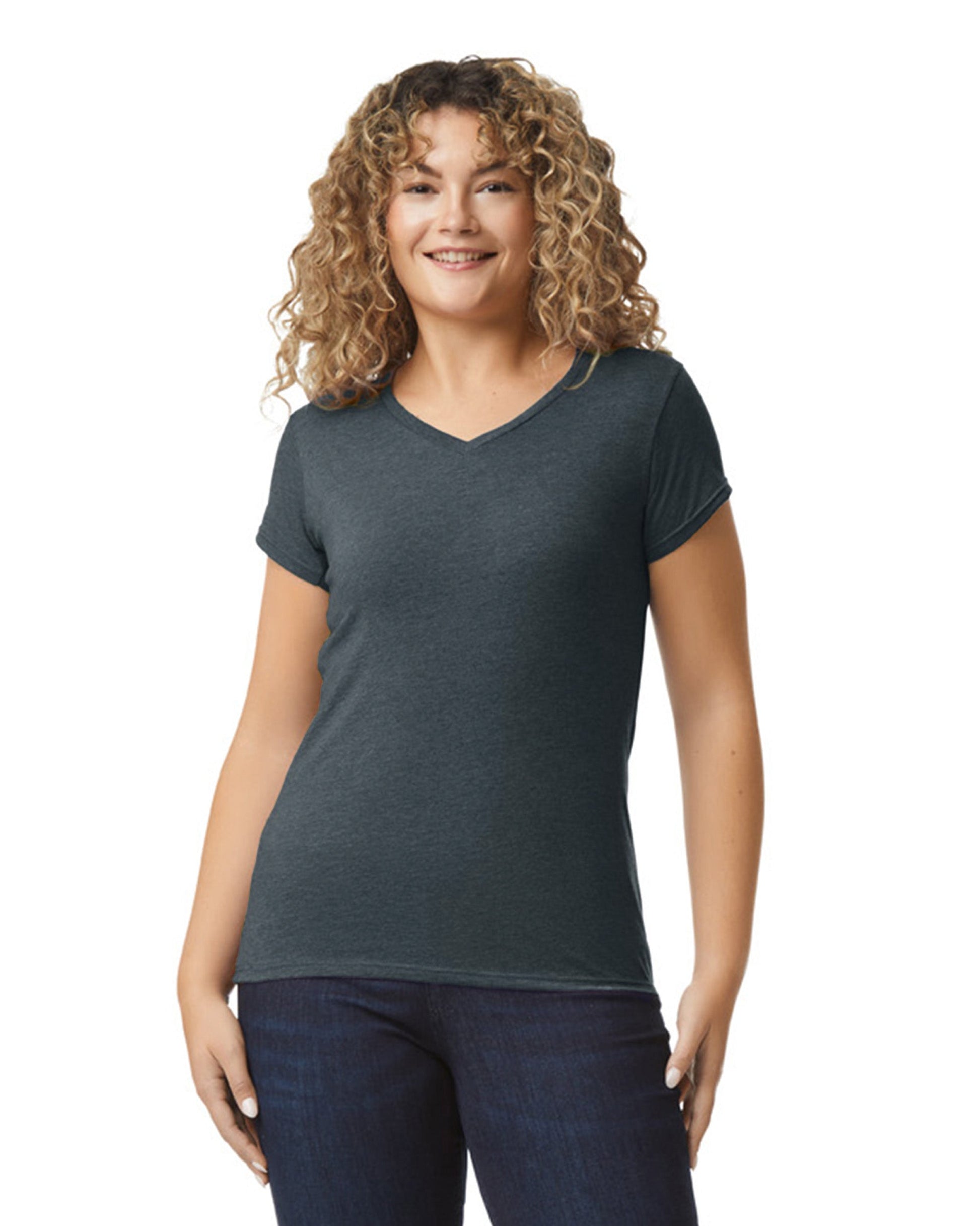 Women's Large Dark Htr Gildan 64V00L 