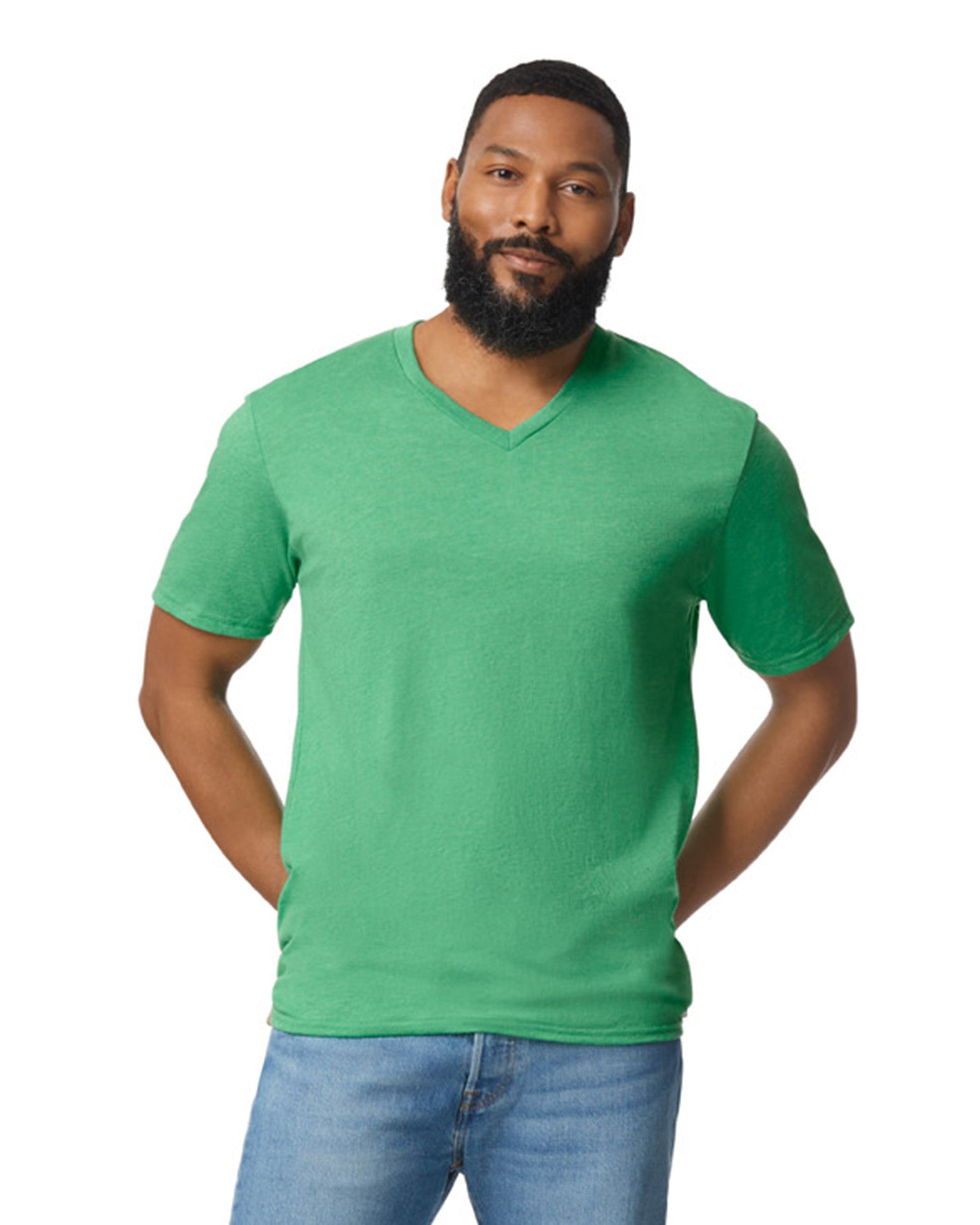 Small Heather Irish Green Gildan 64V00 