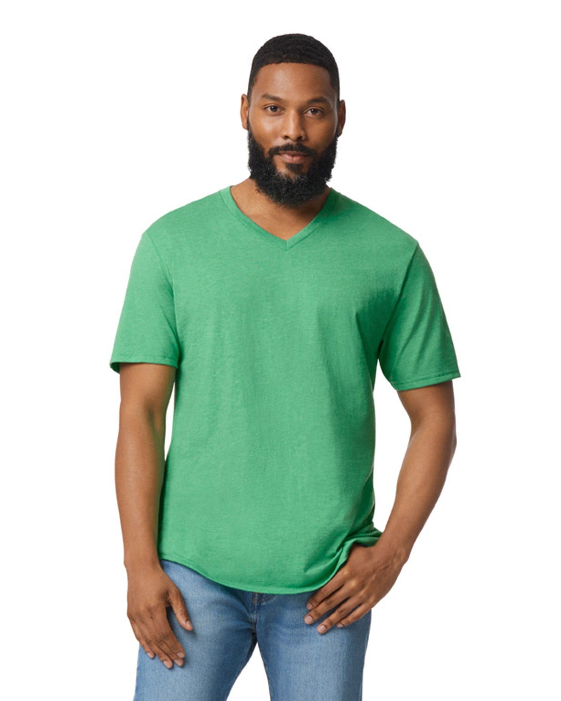 Small Heather Irish Green Gildan 64V00 
