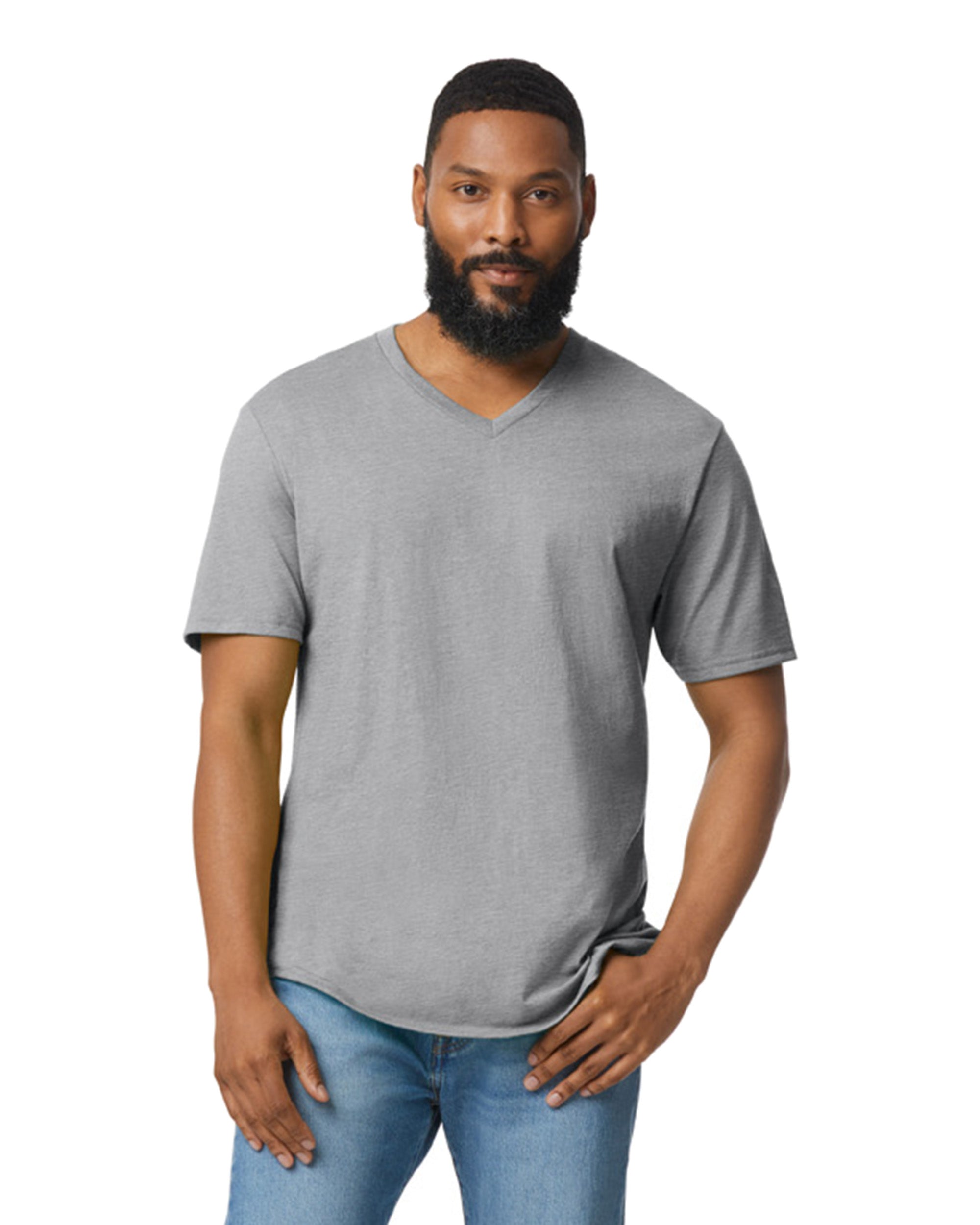 Gildan 64V00 Ringspun Softstyle® V-Neck Adult T-Shirt (Sport Gray ...