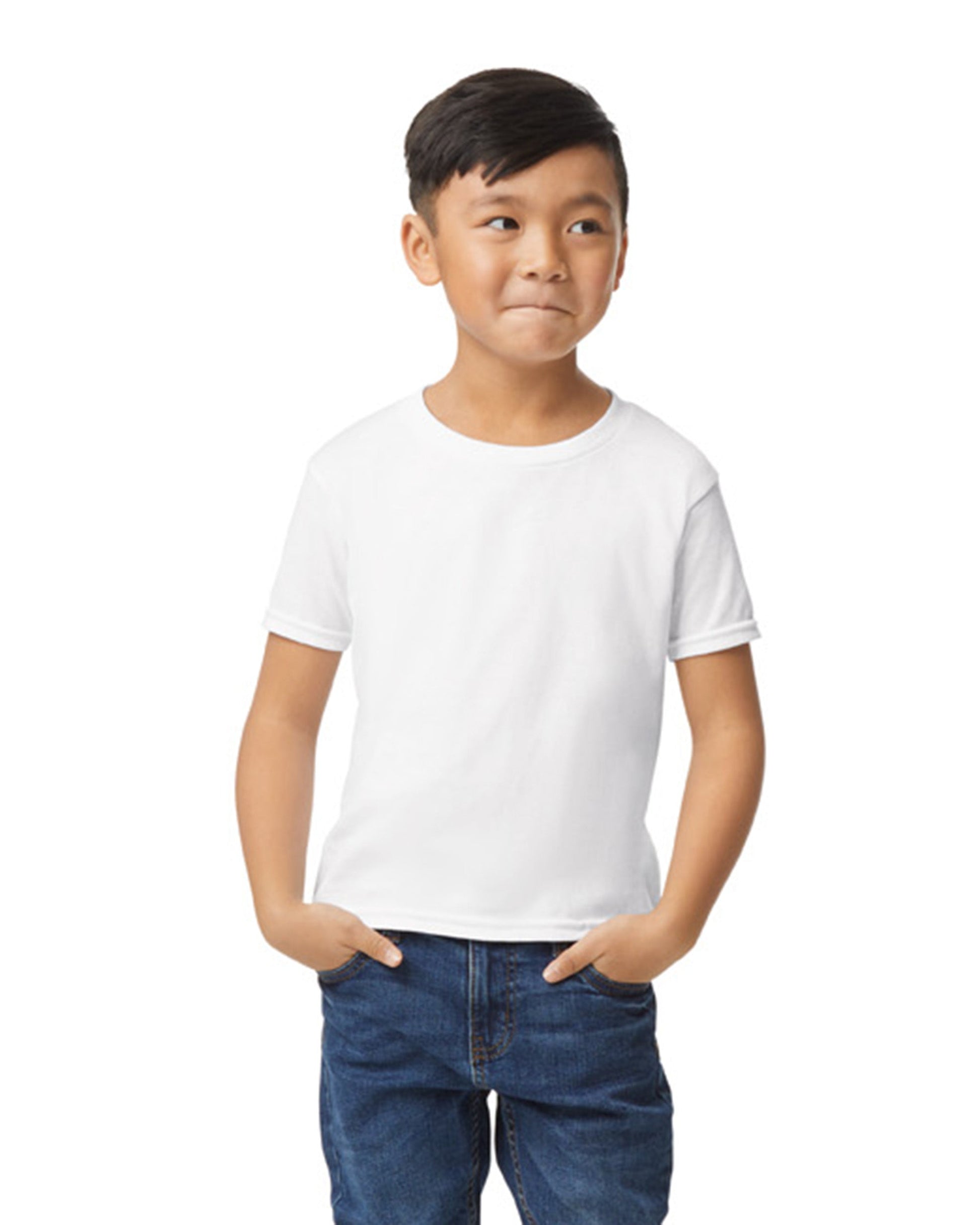 Youth Medium White Gildan 8000B 