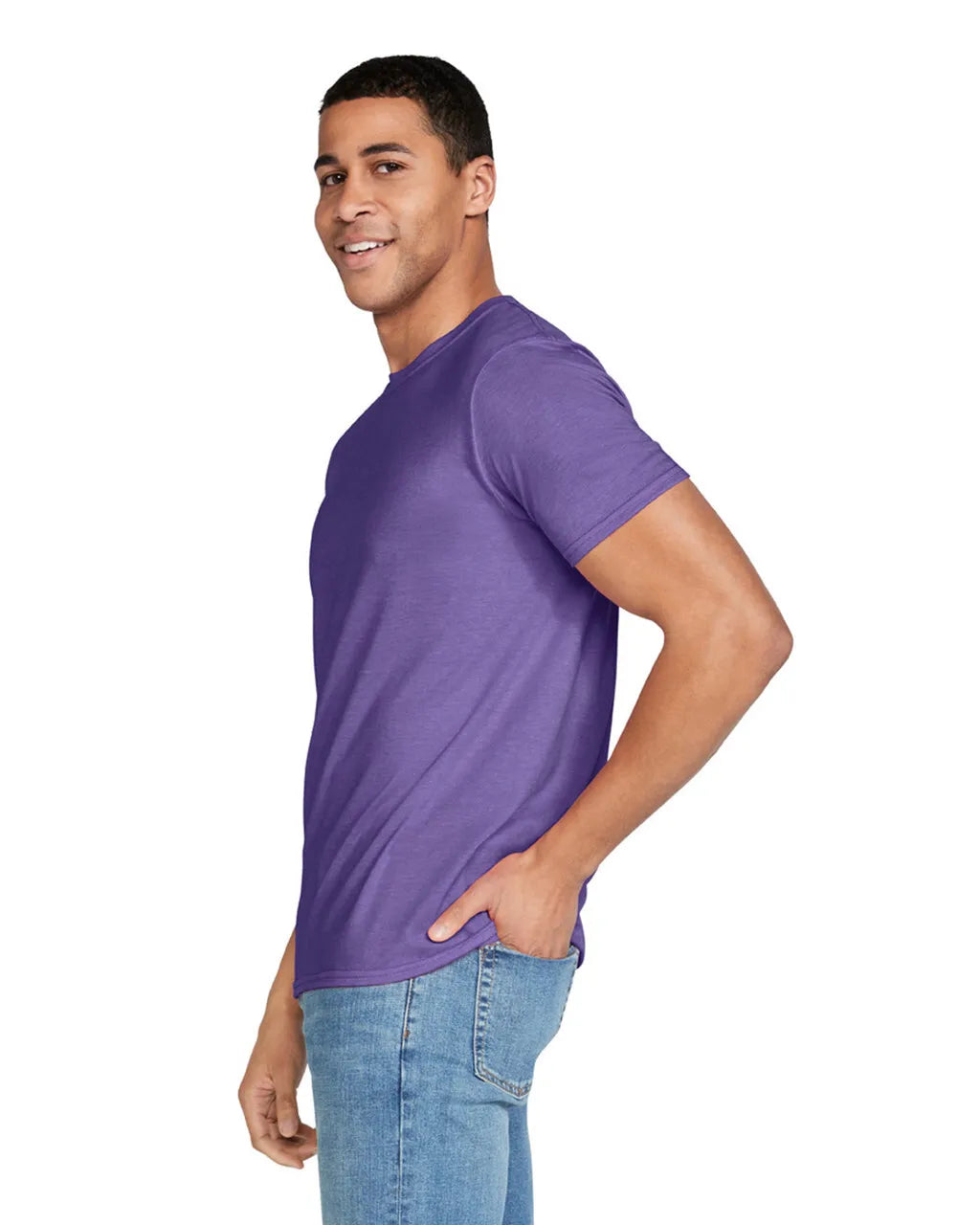 Medium Htr Purple Gildan 64000 